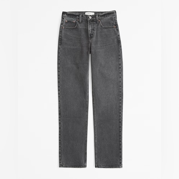 Abercrombie & Fitch Denim - Abercrombie & Fitch Women's
Mid Rise 90s Straight Jean Grey